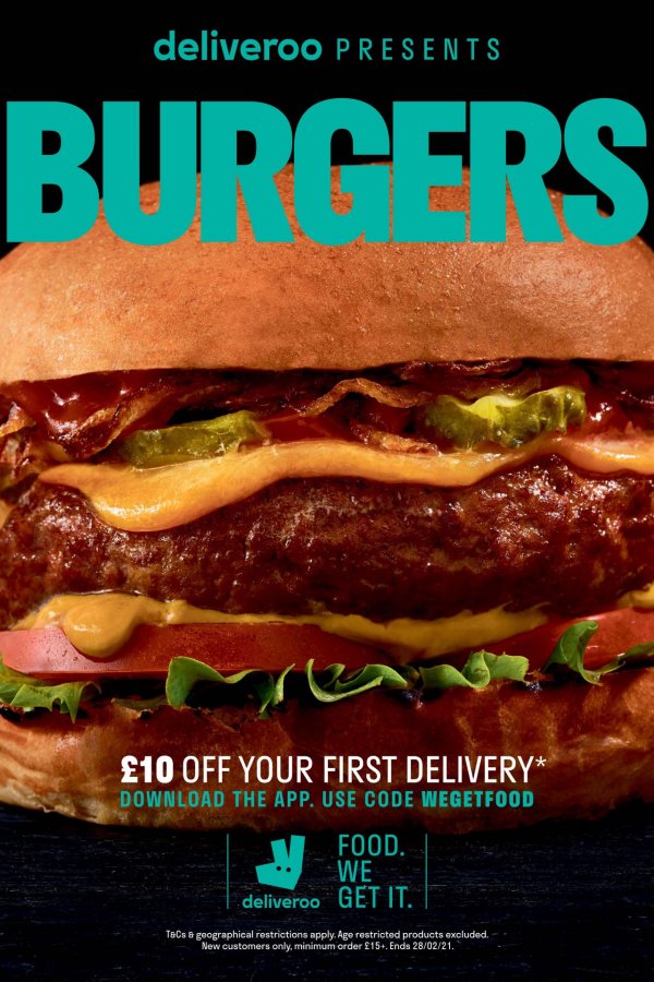 Deliveroo burger closeup